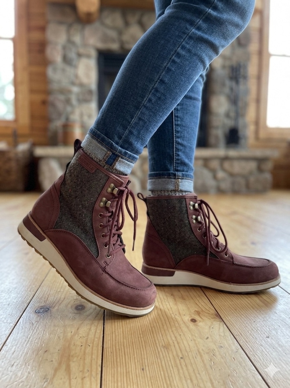 Merrell® Roam Mid Women’s Lace Up Boots in Raisin - 7